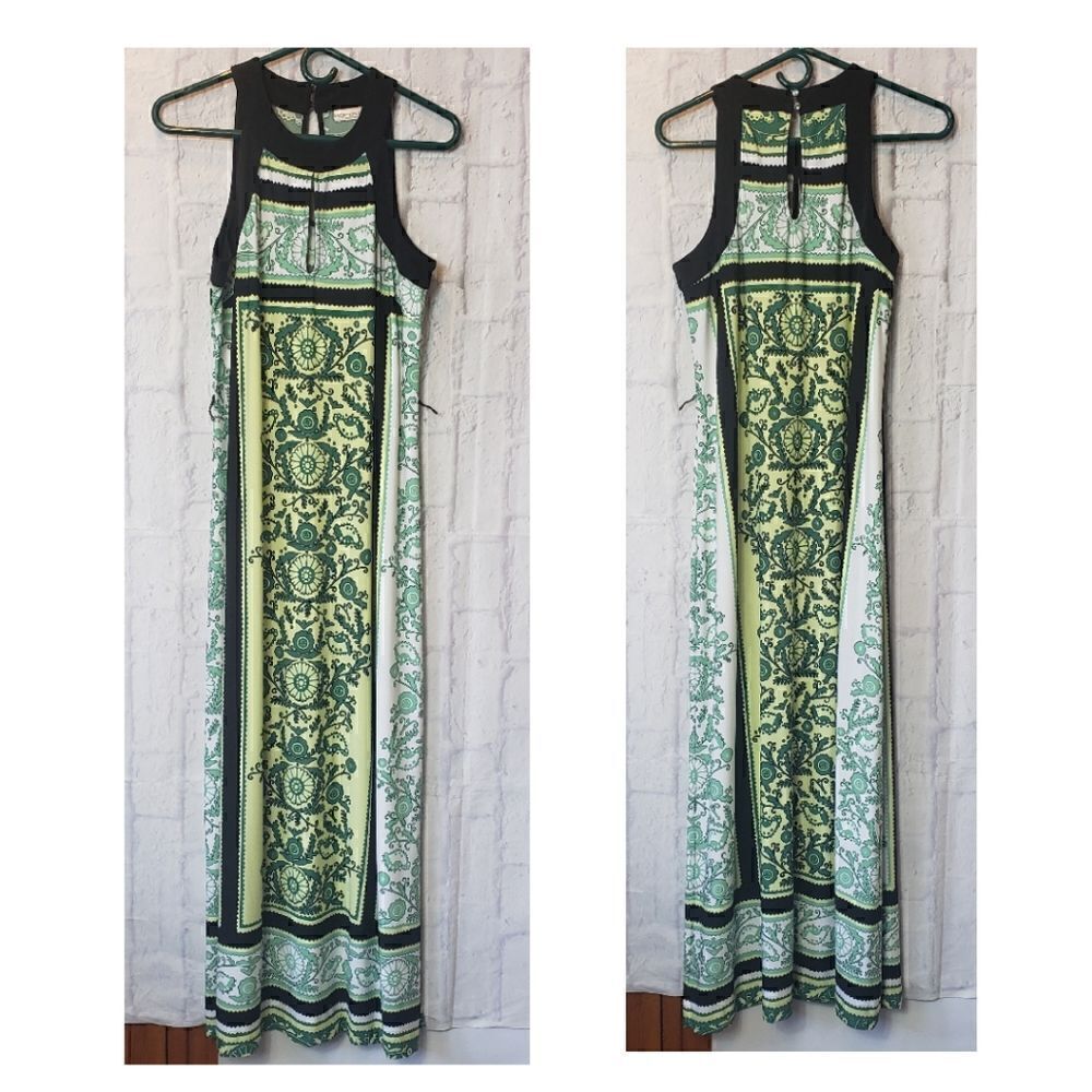 EVA MENDES Silky Jersey-knit Halter Maxi Dress Small